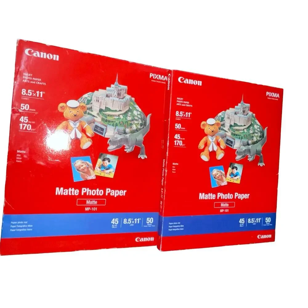 Canon Pixma Photo Paper Lot Matte MP-101 Glossy II PP-201 8.5x11 Inkjet Bundle